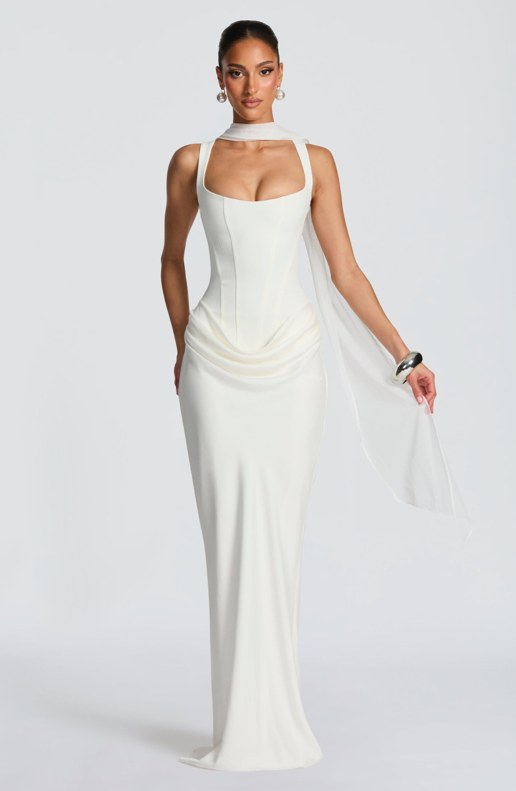 VESTIDO LARGO CORSET DRAPEADO
