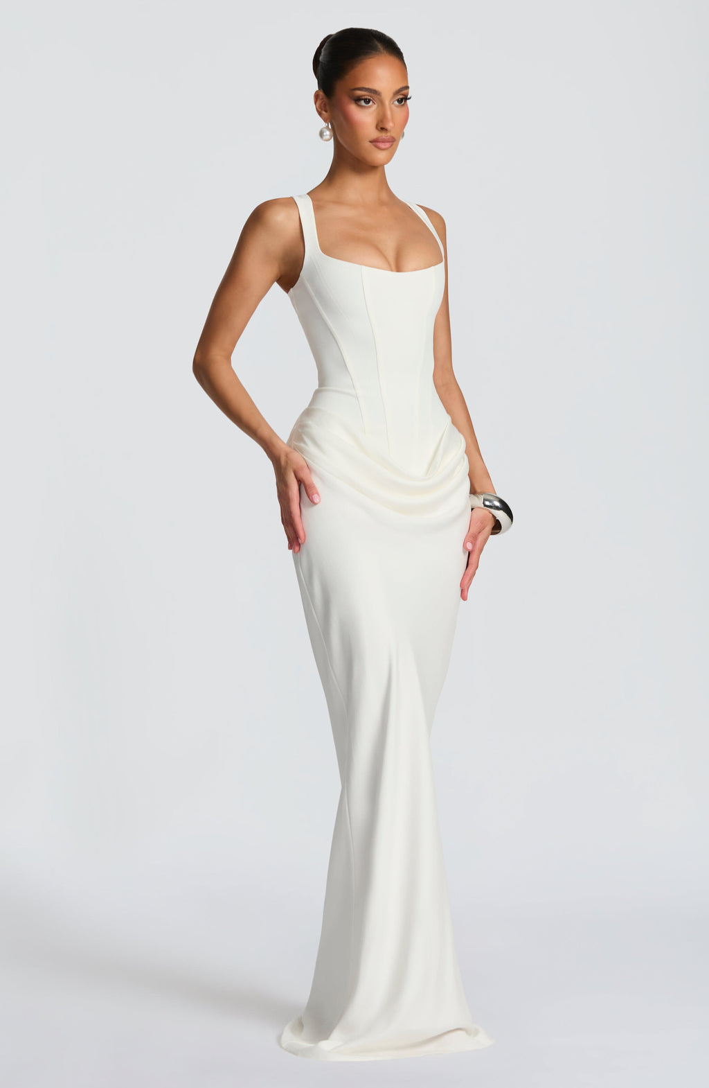 VESTIDO LARGO CORSET DRAPEADO