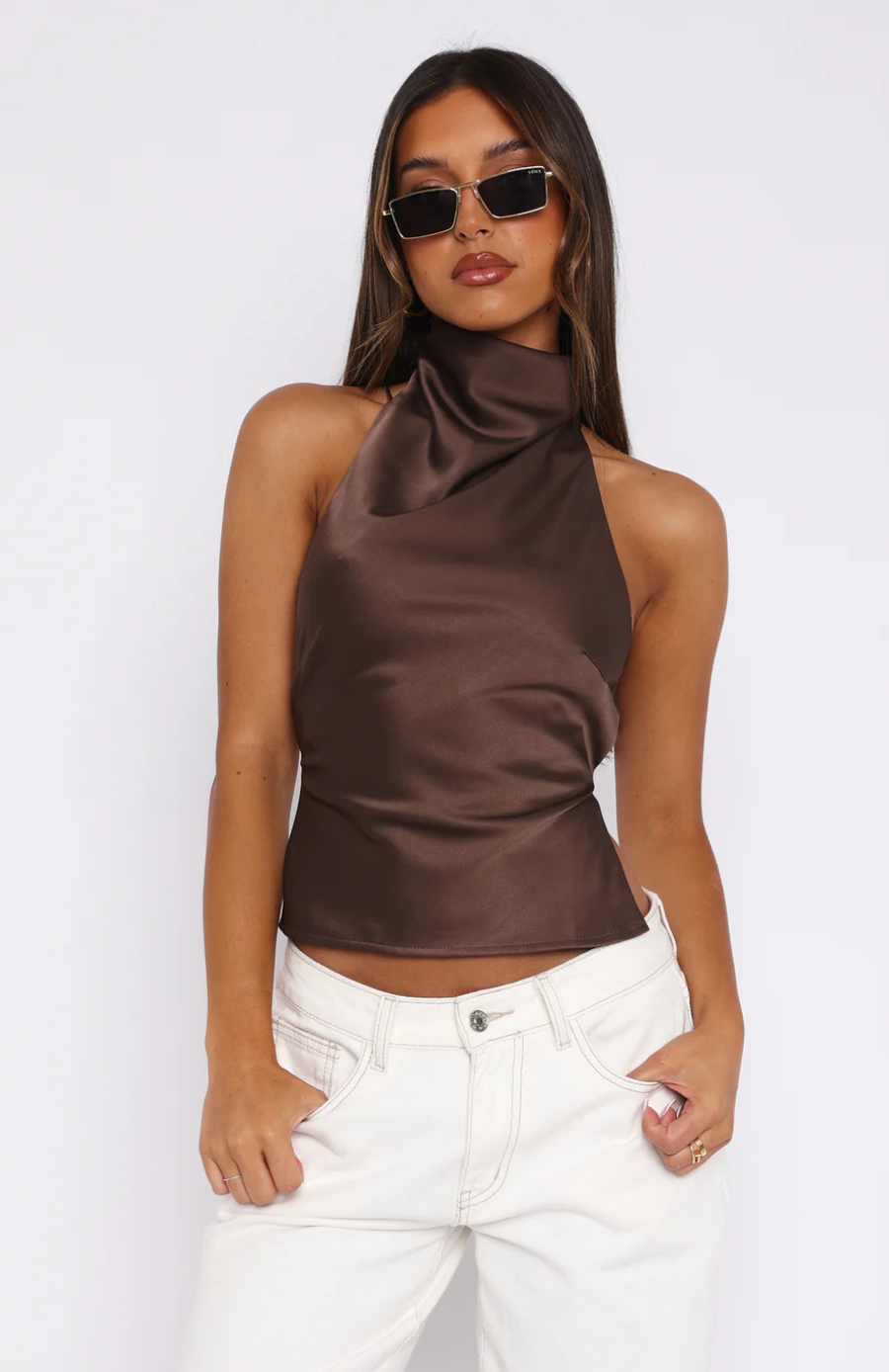TOP HALTER SATINADO ESPALDA DESCUBIERTA