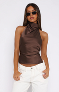 TOP HALTER SATINADO ESPALDA DESCUBIERTA