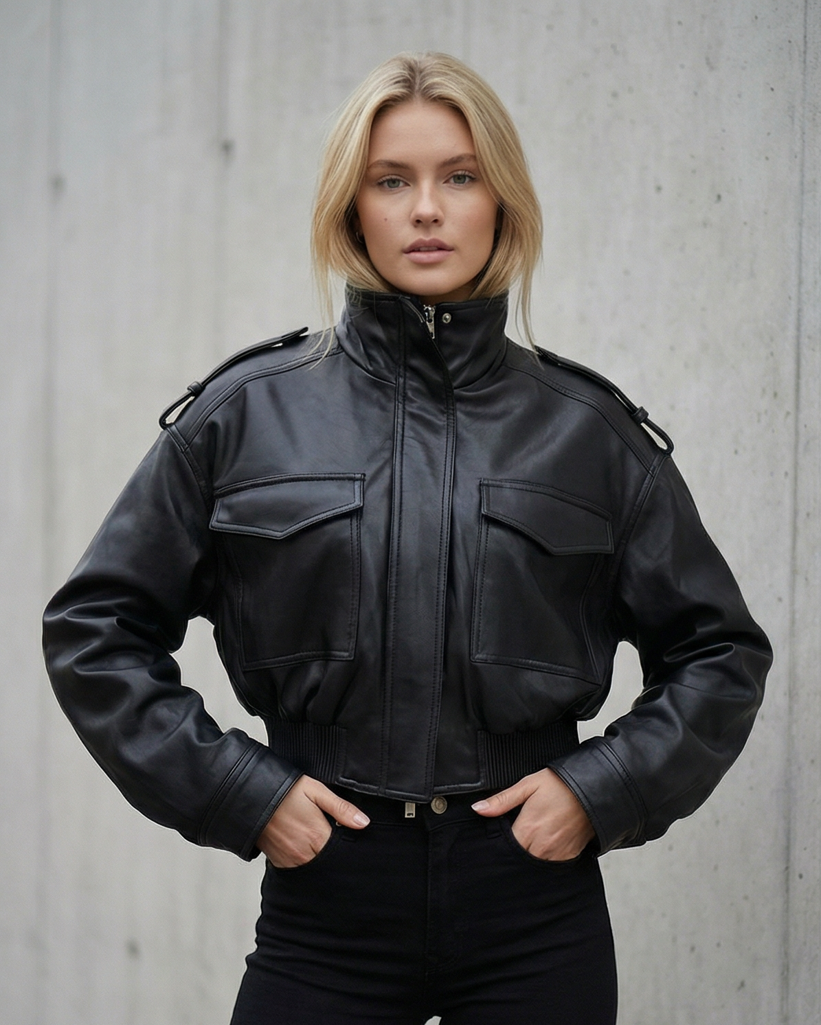 CHAQUETA BIKER OVERSIZE EFECTO PIEL