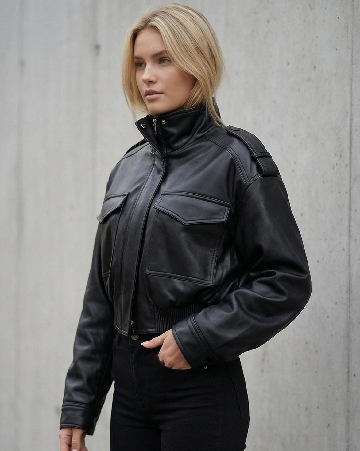 CHAQUETA BIKER OVERSIZE EFECTO PIEL