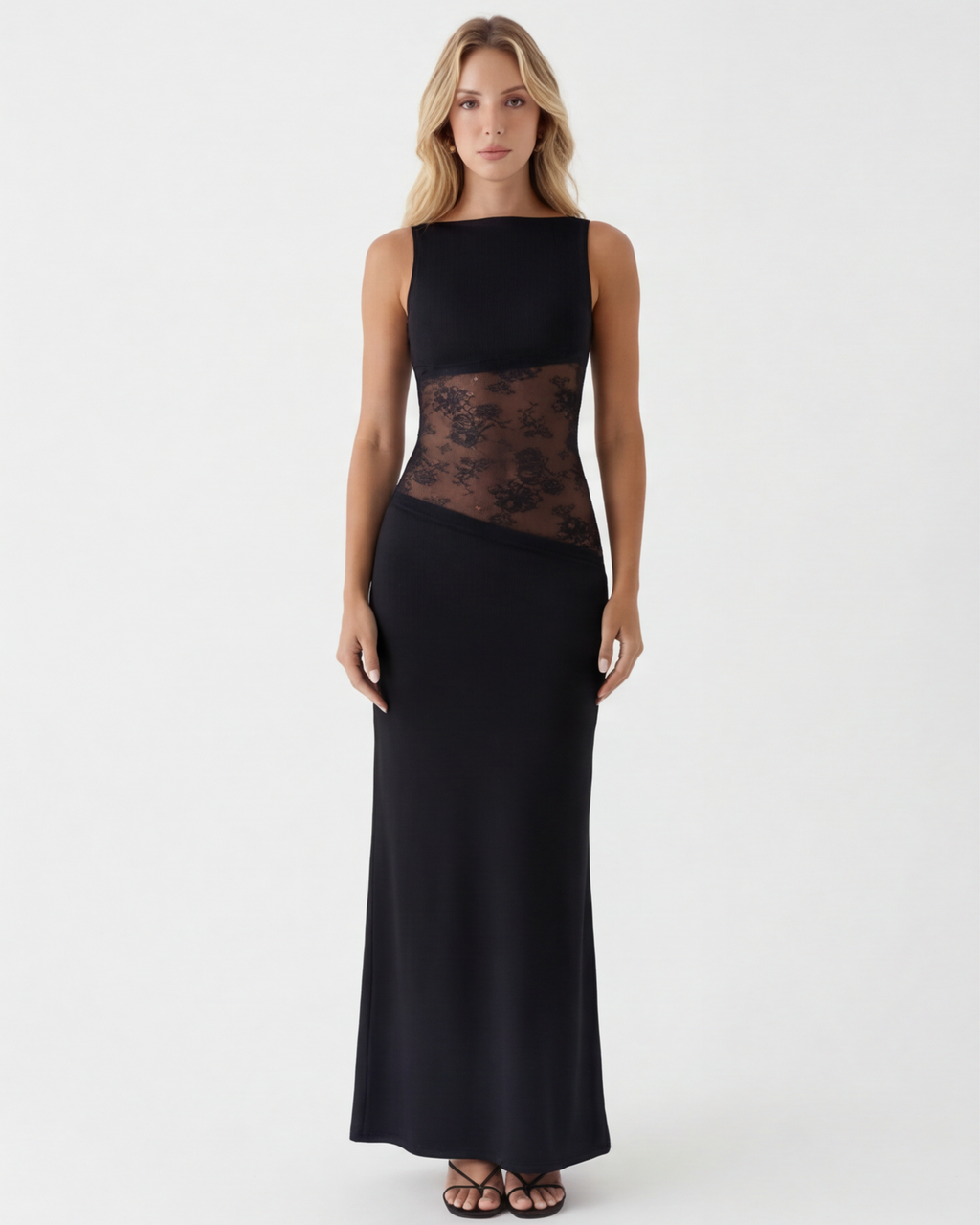 VESTIDO LARGO DETALLE TRANSPARENCIA