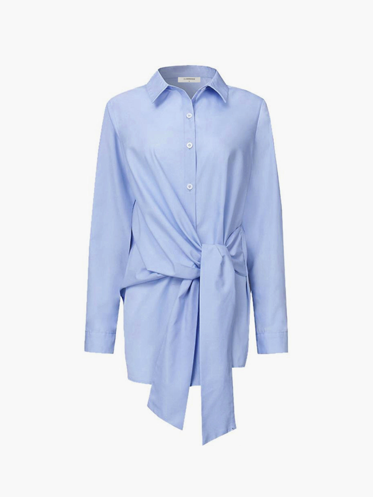 CAMISA LARGA CON BOTONES Y LAZO