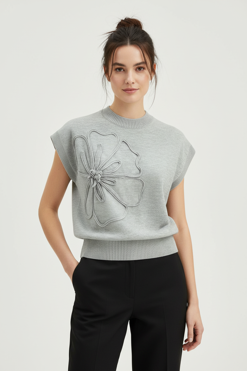 TOP DE PUNTO CON APLIQUE FLORAL