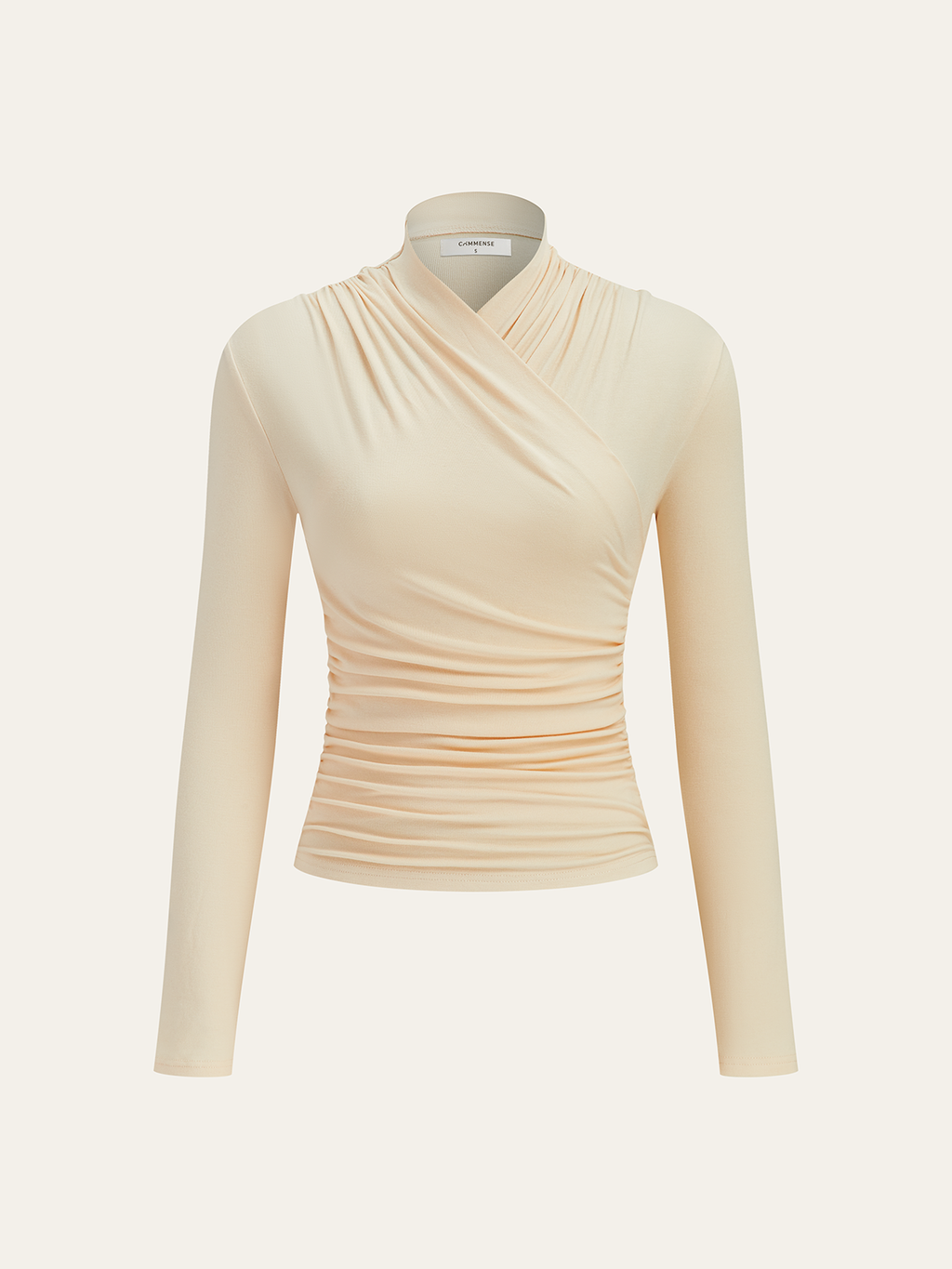 CAMISETA CRUZADA CON CUELLO PLISADO