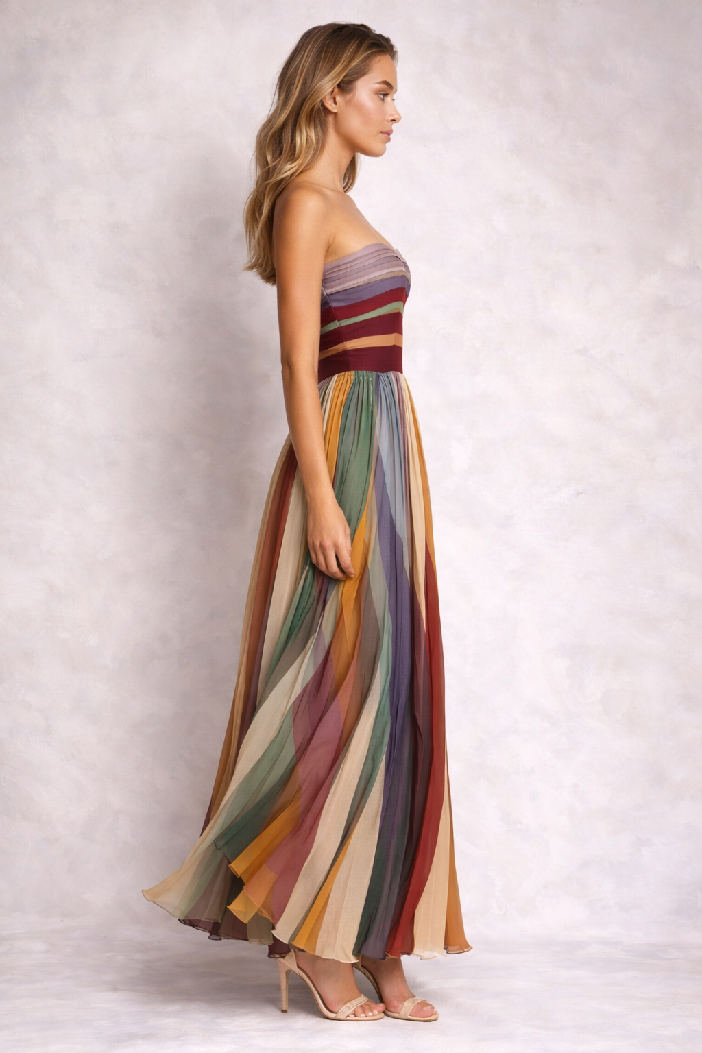 HERA I VESTIDO LARGO PLISADO MULTICOLOR