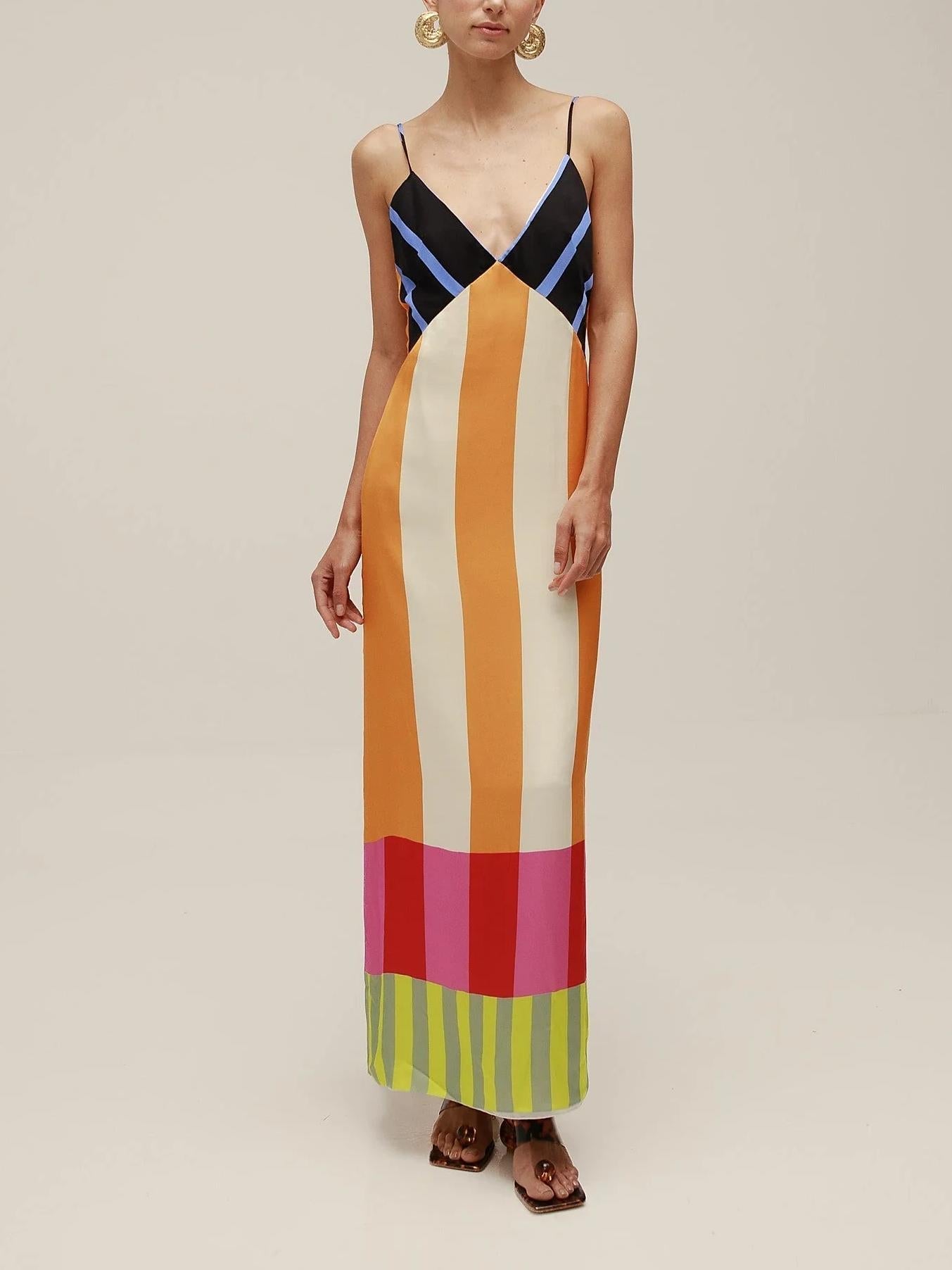 VESTIDO RAYAS GEOMETRICAS MULTICOLOR