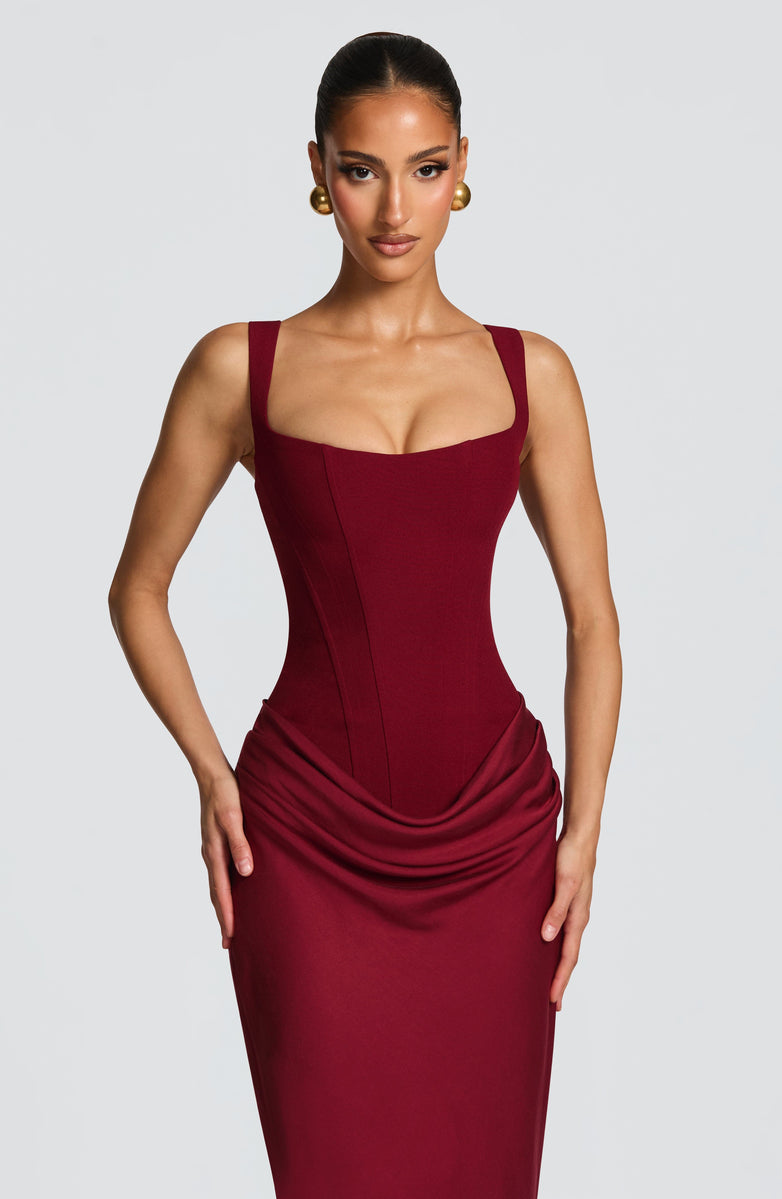 VESTIDO LARGO CORSET DRAPEADO