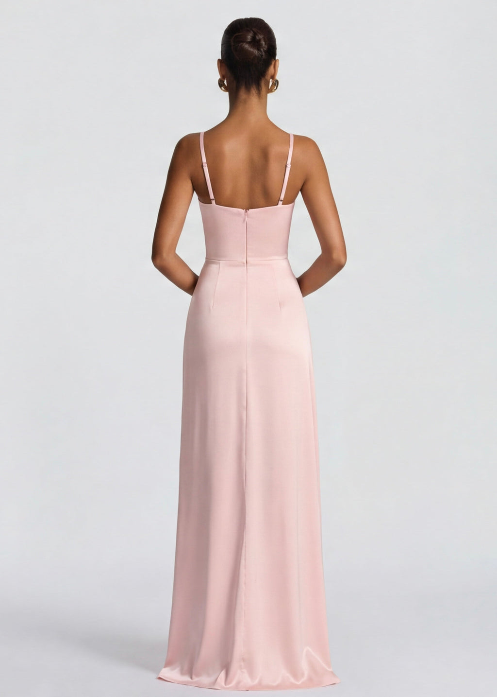 VESTIDO LARGO SATINADO CON ABERTURA