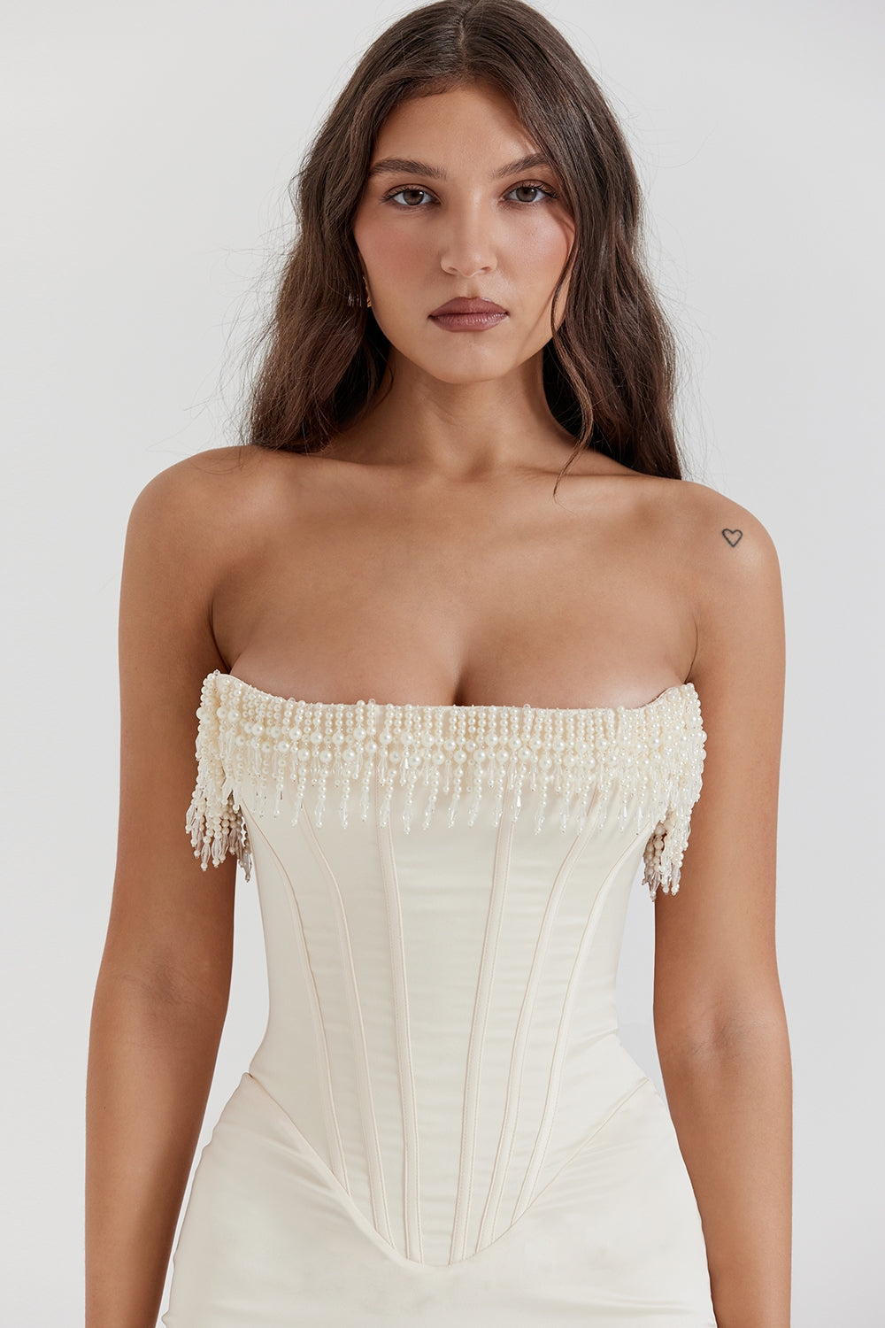 VESTIDO MIDI CORSET SIN TIRANTES