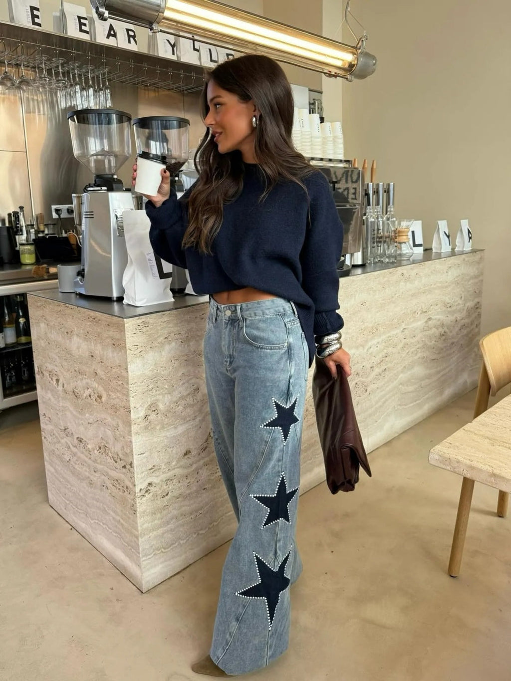 JEANS RECTOS CON PRINT DE ESTRELLAS