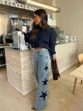 JEANS RECTOS CON PRINT DE ESTRELLAS
