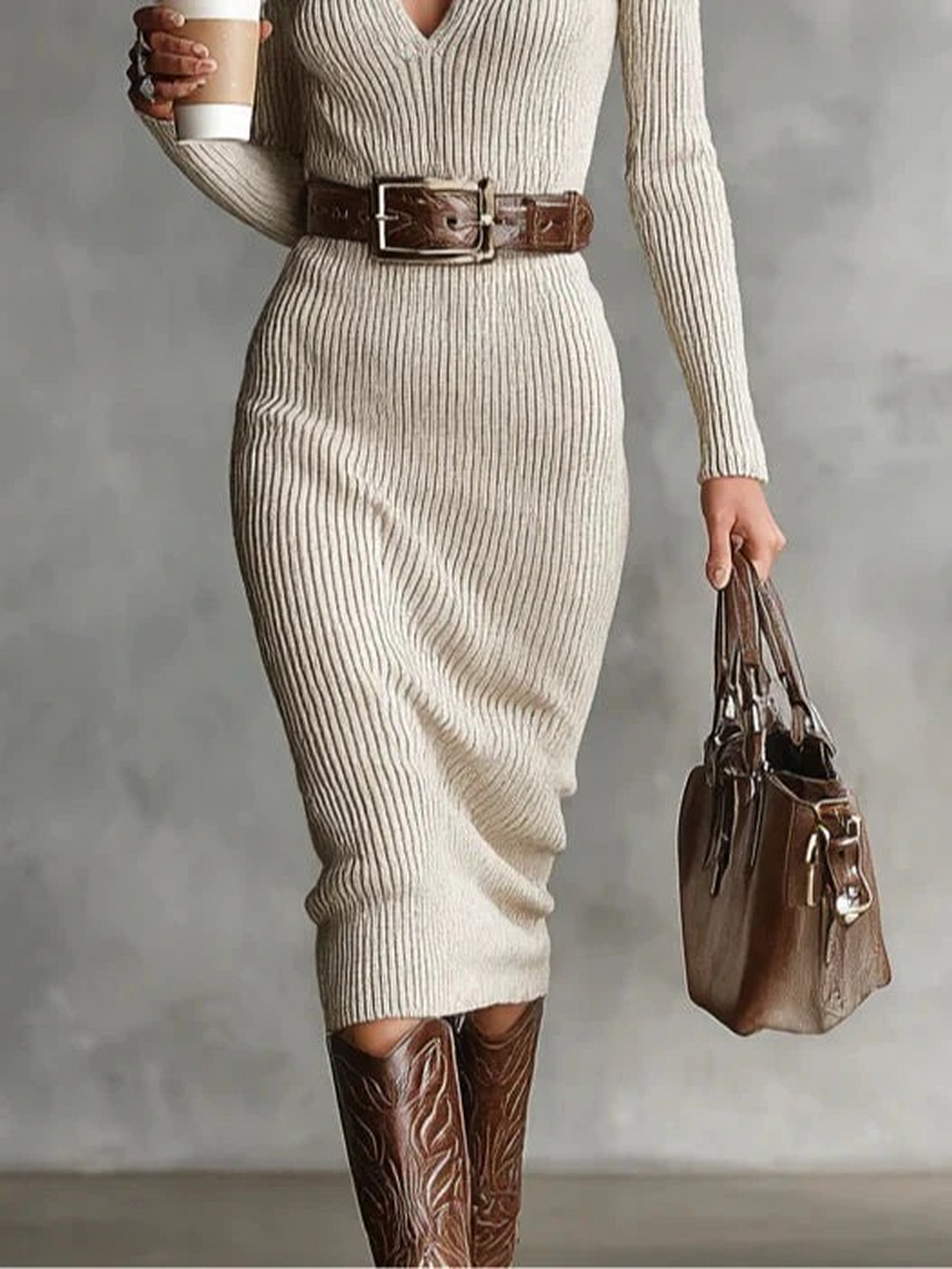 VESTIDO MIDI DE PUNTO CANALÉ