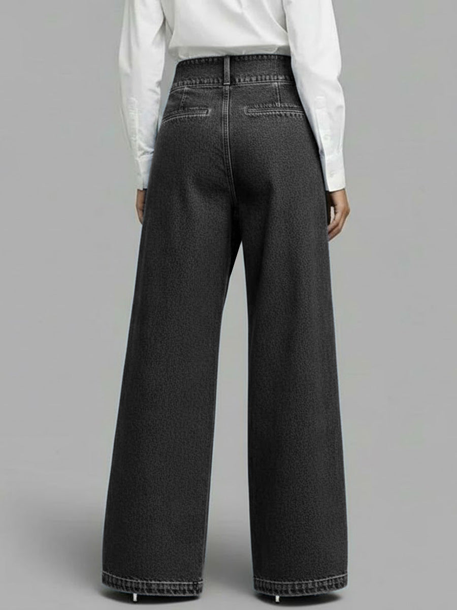 PANTALON DENIM WIDE LEG CRUZADO