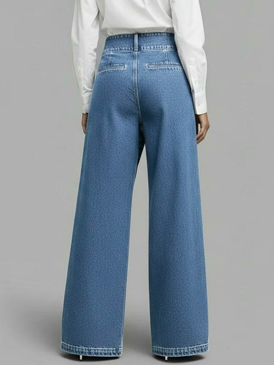 PANTALON DENIM WIDE LEG CRUZADO