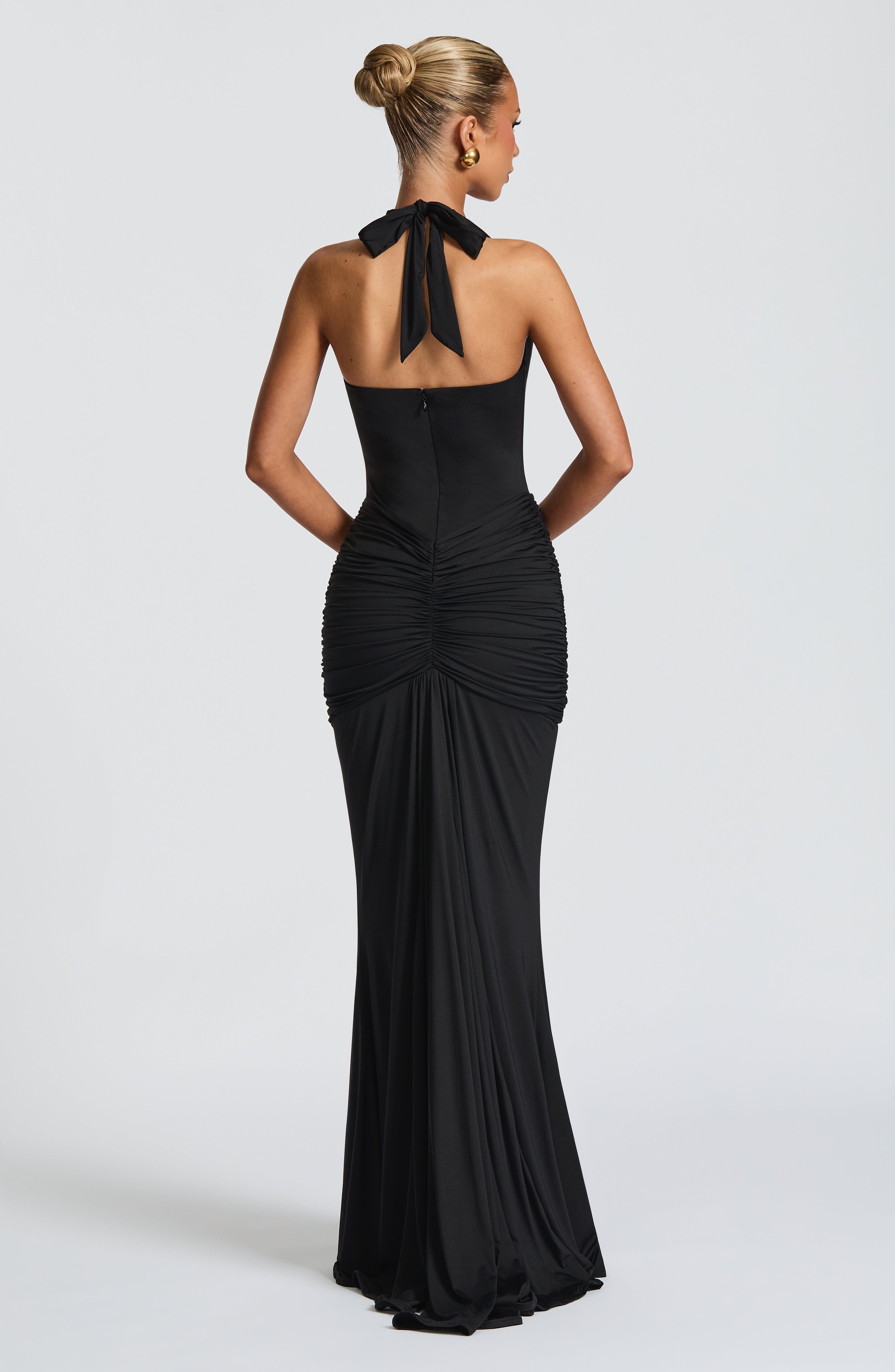 VESTIDO LARGO HALTER DRAPEADO