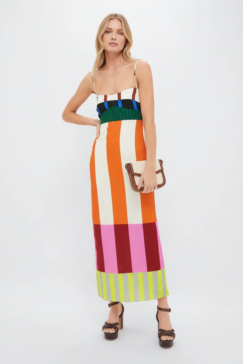 VESTIDO RAYAS GEOMETRICAS MULTICOLOR